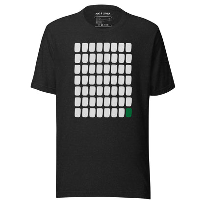 Black unisex t-shirt with graphic design