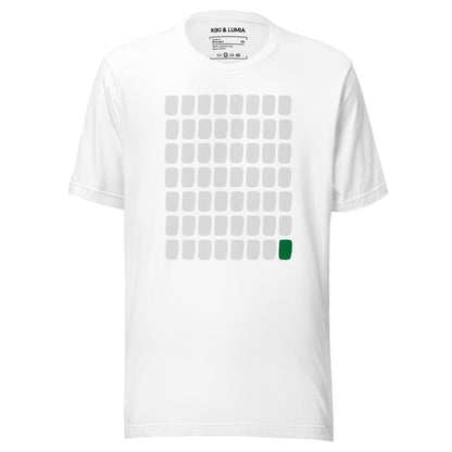 White unisex t-shirt with graphic design